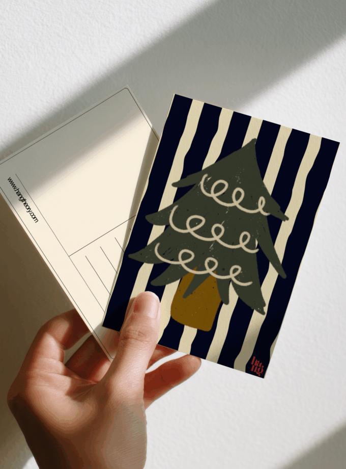 Hangtheory Postcard "Striped Christmas Tree"