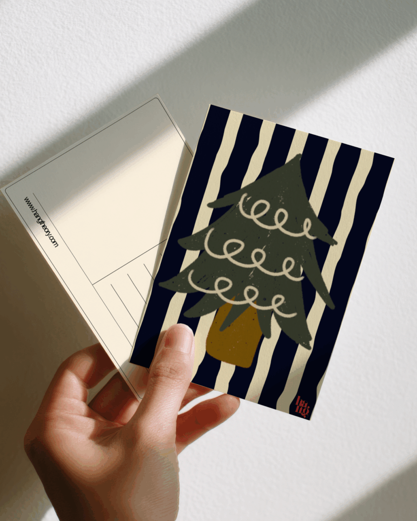 Hangtheory Postcard "Striped Christmas Tree"